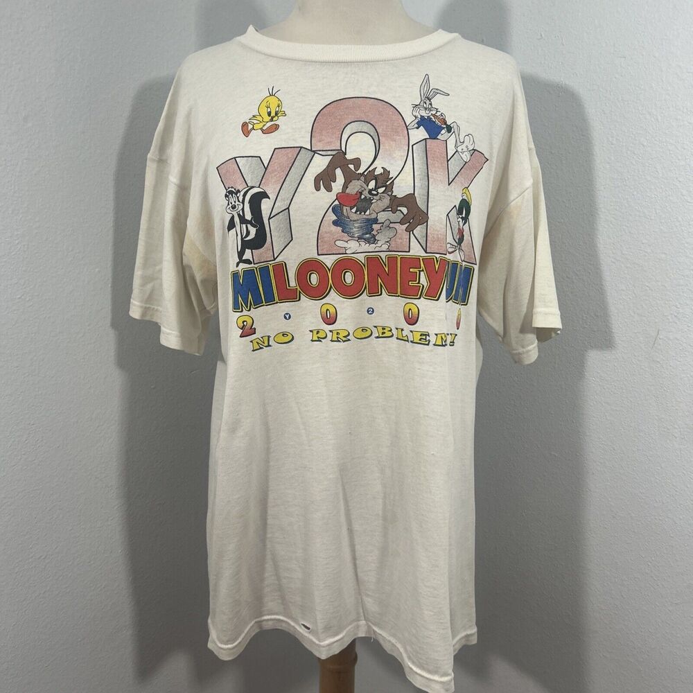 Fruit of the Loom T Shirt Mens Large Y2K Milooneyum 2000‎ No Problem